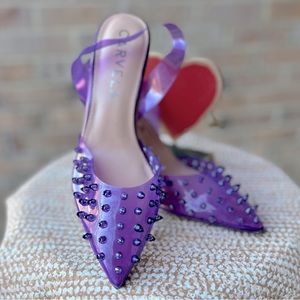 Carvela purple spike design heels. In size 38.5 (8)